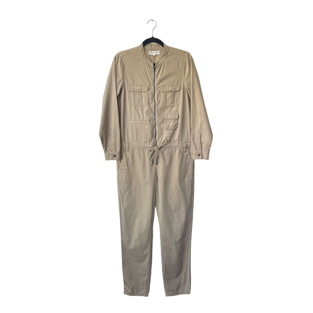 Madewell Jumpsuit Flight Suit Size S Long Sleeve Khaki Pocket Utility Zip Up